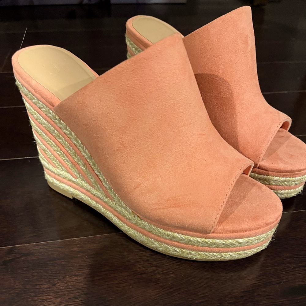 Peach Wedge Sandals NWOT